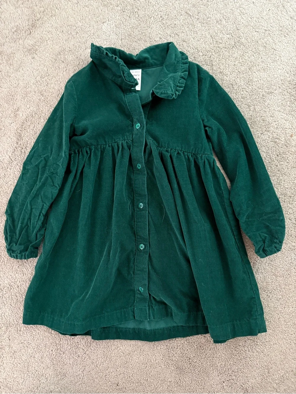 Carter's Emerald Green Corduroy Ruffled Collar Dress